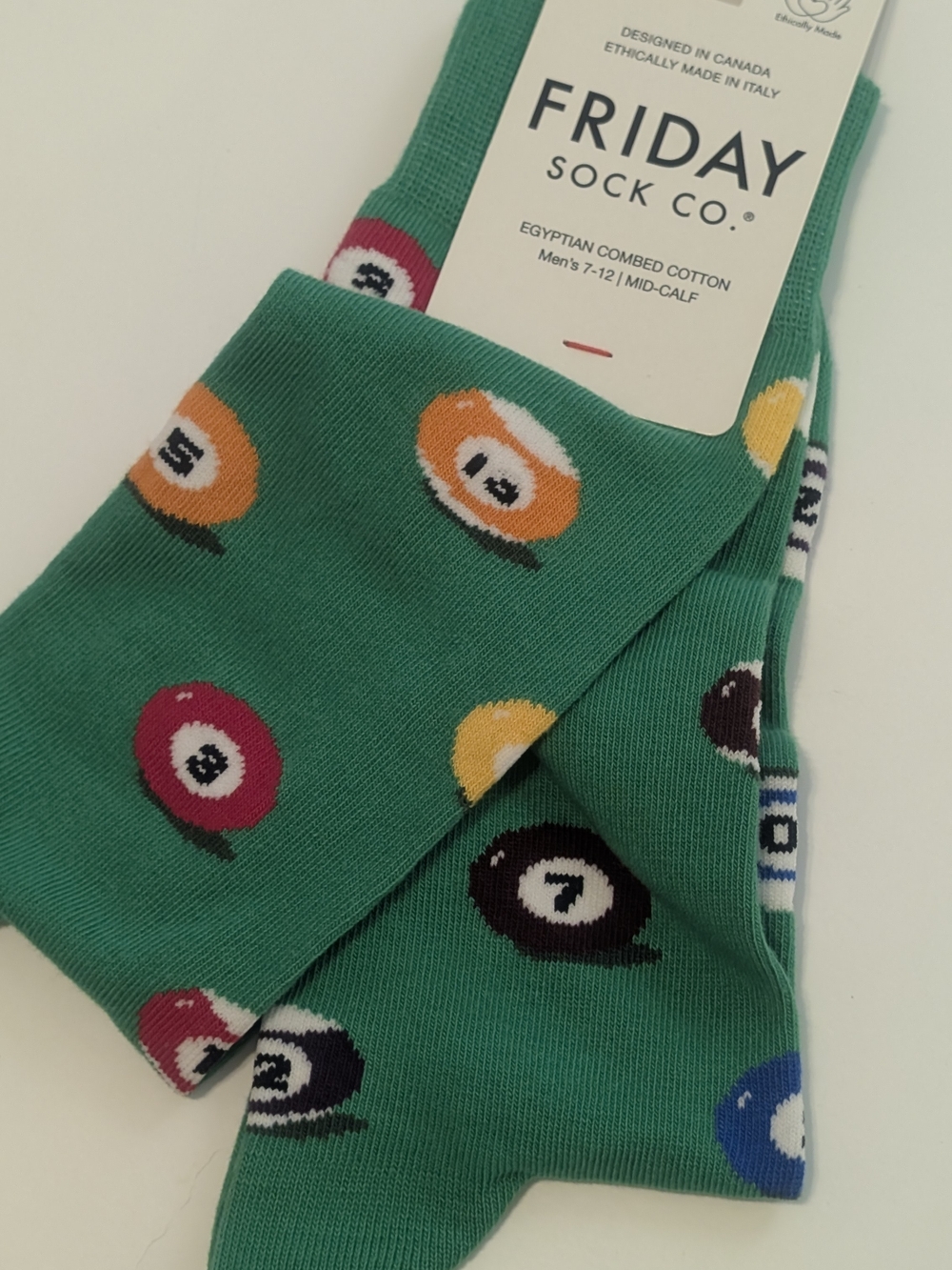 New Friday Sock Co. Unisex Green Pool Ball Crew Socks